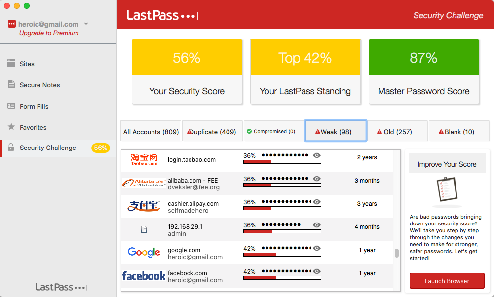 LastPass security challenge screen