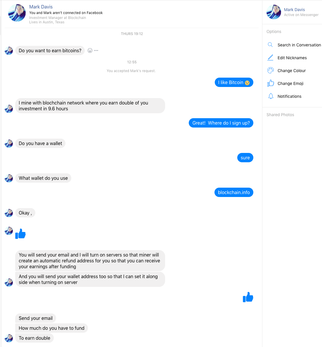 Illustration of a cryptocurrency scam warning